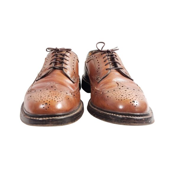 Nettleton Mens Size 7.5 C/E Vintage Brown Leather Wingtip Oxford Dress Cleated - Picture 6 of 8